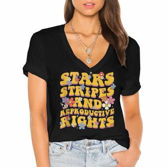Groovy Pro Life Reproductive Women Rights 4Th Of July Women's Jersey Short Sleeve Deep V-Neck Tshirt - Seseable
