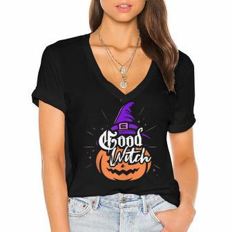 Halloween Scary Witch Mom Sister Or Aunt Bad Good Witch Women's Jersey Short Sleeve Deep V-Neck Tshirt - Seseable