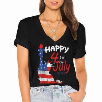 Happy Independence Day 2022 Happy 4Th Of July 2022 Women's Jersey Short Sleeve Deep V-Neck Tshirt - Seseable
