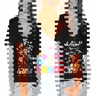 Im Just Here For The Candy Halloween Cute Lollipop Sweets Women's Jersey Short Sleeve Deep V-Neck Tshirt - Thegiftio