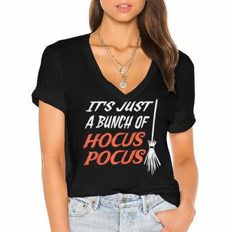 Its Just A Bunch Of Hocus Pocus - Halloween Witch Women's Jersey Short Sleeve Deep V-Neck Tshirt - Seseable