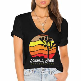 Joshua Tree National Park Vintage Us Nationalpark Women's Jersey Short Sleeve Deep V-Neck Tshirt - Seseable