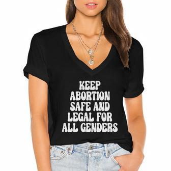 Keep Abortion Safe And Legal For All Genders Pro Choice Women's Jersey Short Sleeve Deep V-Neck Tshirt - Seseable