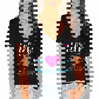 Kids Tk Girls Back To School Hello T-K Here I Come Cute Women's Jersey Short Sleeve Deep V-Neck Tshirt - Thegiftio