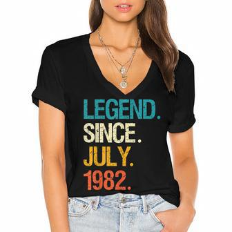 Legend Since July 1982 40 Year Old Bday 40Th Birthday Women's Jersey Short Sleeve Deep V-Neck Tshirt - Seseable