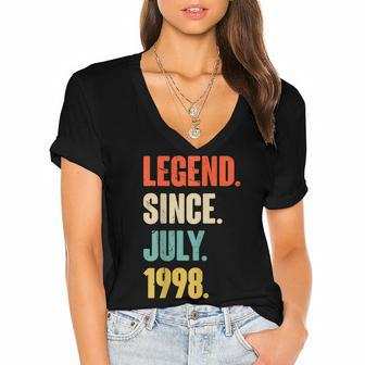 Legend Since July 1998 - 24 Year Old Gift 24Th Birthday Women's Jersey Short Sleeve Deep V-Neck Tshirt - Seseable