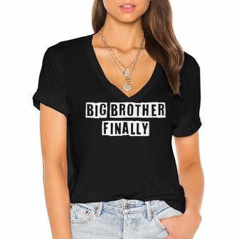 Lovely Funny Cool Sarcastic Big Brother Finally Women's Jersey Short Sleeve Deep V-Neck Tshirt - Thegiftio UK