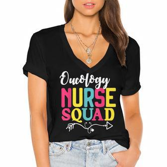 Oncology Nurse Squad Cute Gifts Funny Nurse Women's Jersey Short Sleeve Deep V-Neck Tshirt - Thegiftio UK
