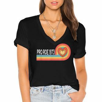 Pro Roe 1973 - Heart Rainbow Feminism Womens Rights Choice Women's Jersey Short Sleeve Deep V-Neck Tshirt - Seseable