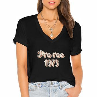 Pro Roe 1973 Womens Rights Uterus Women's Jersey Short Sleeve Deep V-Neck Tshirt - Seseable