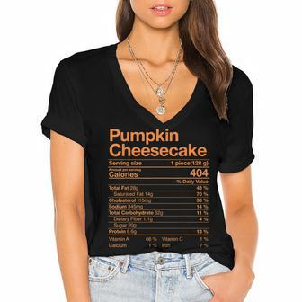 Pumpkin Cheesecake Nutrition Facts Thanksgiving Turkey Day V2 Women's Jersey Short Sleeve Deep V-Neck Tshirt - Seseable