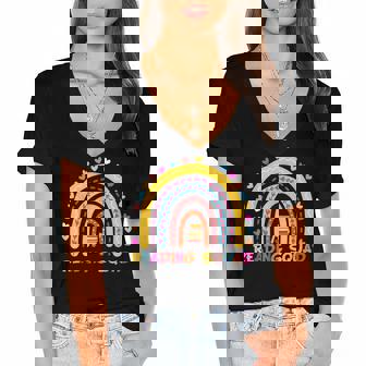 Reading Squad Love Reading Book Lovers Women's Jersey Short Sleeve Deep V-Neck Tshirt - Thegiftio