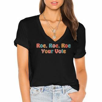 Roe Your Vote - Pro Choice Women's Jersey Short Sleeve Deep V-Neck Tshirt - Seseable