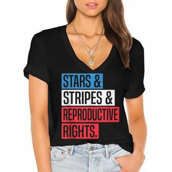 Stars Stripes And Reproductive Rights Pro Choice 4Th Of July V2 Women's Jersey Short Sleeve Deep V-Neck Tshirt - Seseable