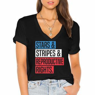 Stars Stripes And Reproductive Rights Pro Choice 4Th Of July Women's Jersey Short Sleeve Deep V-Neck Tshirt | Mazezy