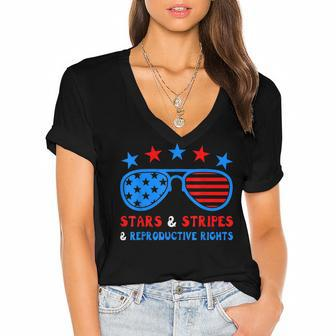 Stars Stripes Reproductive Rights Patriotic 4Th Of July V11 Women's Jersey Short Sleeve Deep V-Neck Tshirt - Seseable
