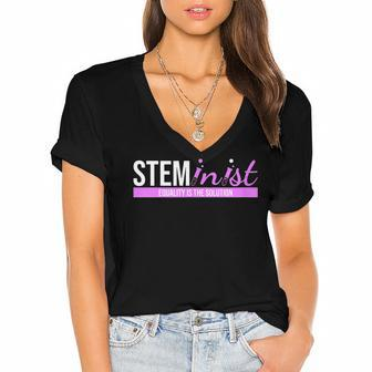 Steminist Equality Is The Solution Stem Teacher Women's Jersey Short Sleeve Deep V-Neck Tshirt - Thegiftio UK