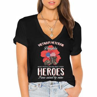 Vietnam Veteran Daughter V2 Women's Jersey Short Sleeve Deep V-Neck Tshirt - Monsterry UK