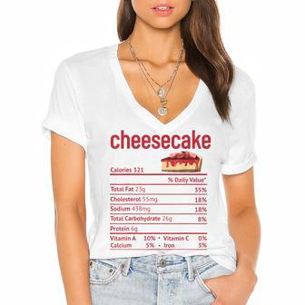Cheesecake Nutrition Facts Funny Thanksgiving Christmas V3 Women's Jersey Short Sleeve Deep V-Neck Tshirt - Seseable