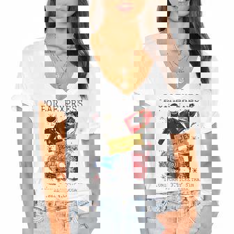 Christmas North Pole Po-Lar Express AllAbroad Santa Believe Women's Jersey Short Sleeve Deep V-Neck Tshirt - Thegiftio