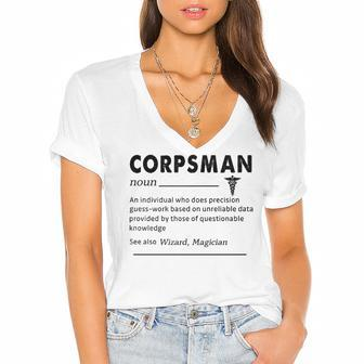 CORPSMAN V2 Women's Jersey Short Sleeve Deep V-Neck Tshirt - Monsterry
