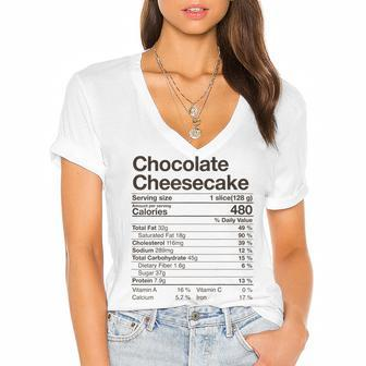 Fun Chocolate Cheesecake Nutrition Facts Thanksgiving Gift V2 Women's Jersey Short Sleeve Deep V-Neck Tshirt - Seseable