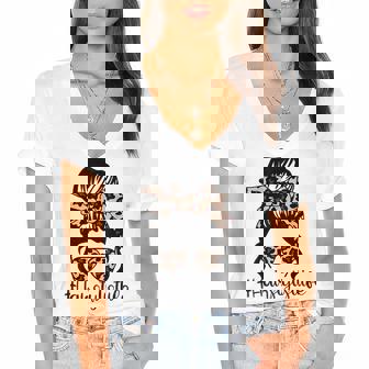 Hairstylist Lifes Mom Messy Bun Funny Mothers Day Women's Jersey Short Sleeve Deep V-Neck Tshirt - Thegiftio