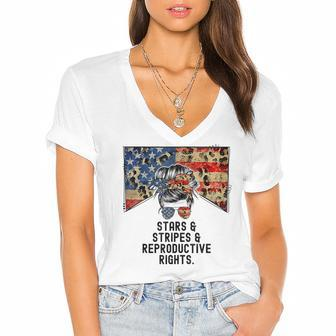 Pro Choice Feminist 4Th Of July - Stars Stripes Equal Rights Women's Jersey Short Sleeve Deep V-Neck Tshirt - Seseable