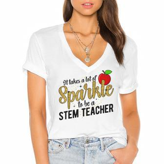 Science Technology Engineering Math Teacher Stem Teacher Women's Jersey Short Sleeve Deep V-Neck Tshirt - Thegiftio UK