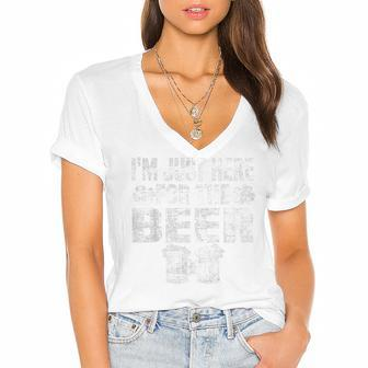 St Patricks Day Im Just Here For The Beer Drinking Gifts Women's Jersey Short Sleeve Deep V-Neck Tshirt - Thegiftio UK