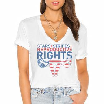 Stars Stripes Reproductive Rights Patriotic 4Th Of July V22 Women's Jersey Short Sleeve Deep V-Neck Tshirt - Seseable