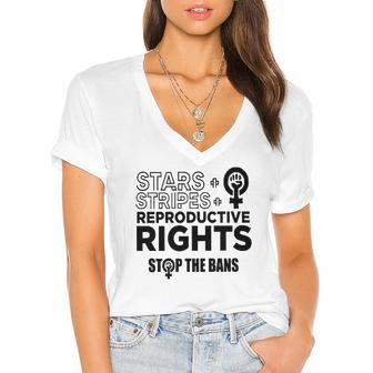 Stars Stripes Reproductive Rights Racerback Feminist Pro Choice My Body My Choice Women's Jersey Short Sleeve Deep V-Neck Tshirt | Mazezy