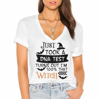 Truth Hurts Im 100 That Witch Halloween Funny Witty Women's Jersey Short Sleeve Deep V-Neck Tshirt - Seseable
