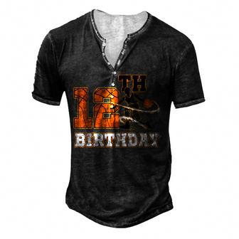 12Th Birthday Basketball Kids Boys Men Sport Lovers Men's Henley Button-Down 3D Print T-shirt - Thegiftio UK