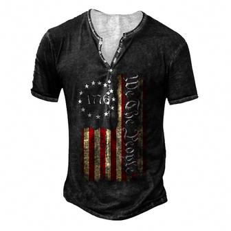 1776 We The People Patriotic American Constitution  Men's Henley Button-Down 3D Print T-shirt
