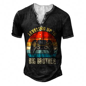 Leveling Up To Big Brother 2022 Funny Gamer Boys Kids Men  Men's Henley Button-Down 3D Print T-shirt