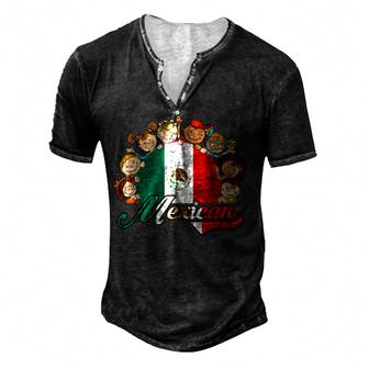 Hispanic Heritage Month  Mexico Pride Mexican Flag Kids  Men's Henley Button-Down 3D Print T-shirt