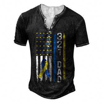 321 Dad Down Syndrome Support Awareness Men's Henley Button-Down 3D Print T-shirt - Thegiftio UK