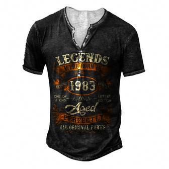 40Th Birthday Vintage Born In 1983 40 Years Old Gifts Men Men's Henley Button-Down 3D Print T-shirt - Thegiftio UK