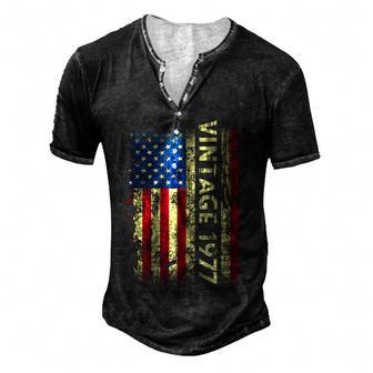 45 Year Old Gifts Vintage 1977 American Flag 45Th Birthday Men's Henley Button-Down 3D Print T-shirt - Thegiftio UK
