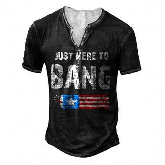 4Th Of July Just Here To Bang With Firecracker Men's Henley T-Shirt - Seseable