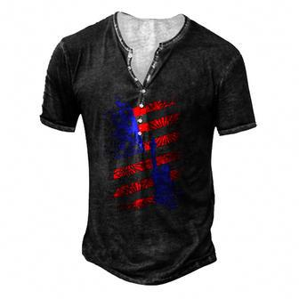 4Th Of July Usa Flag American Patriotic Statue Of Liberty Men's Henley T-Shirt | Mazezy