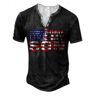 4Th Of July Funny Fathers Day Dad Gift Awesome Like My Son Men's Henley Button-Down 3D Print T-shirt - Thegiftio UK