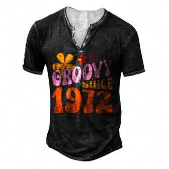 50Th Birthday Groovy Since 1972 Men's Henley T-Shirt - Seseable