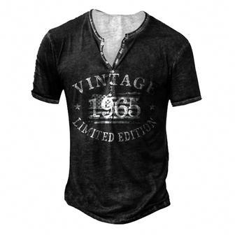57 Years Old Vintage 1965 Us Flag 57Th Birthday Anniversary Men's Henley Button-Down 3D Print T-shirt - Thegiftio UK