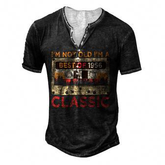 66 Year Old Men Best Of 1956 66Th Birthday Cassette Tape Men's Henley Button-Down 3D Print T-shirt - Thegiftio UK