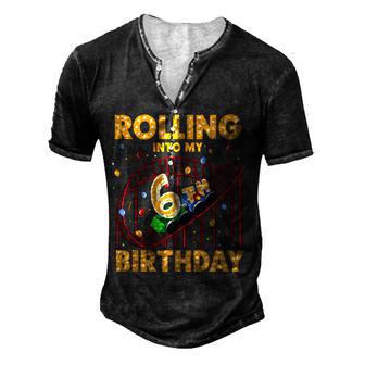 6Th Birthday Rollercoaster Amusement Park Boys Girl Birthday Men's Henley Button-Down 3D Print T-shirt - Thegiftio UK