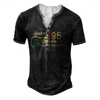 72Th Birthday Gift For Men Guitarist 1950 Limited Edition Men's Henley Button-Down 3D Print T-shirt - Thegiftio UK