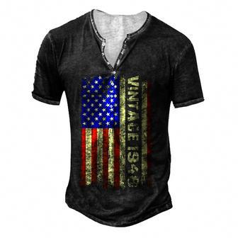 74 Year Old Gifts Vintage 1948 American Flag 74Th Birthday Men's Henley Button-Down 3D Print T-shirt - Thegiftio UK
