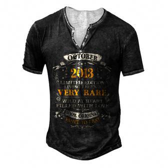 9 Year Old Gifts 9Th Birthday Made In October 2013 Men Men's Henley Button-Down 3D Print T-shirt - Thegiftio UK